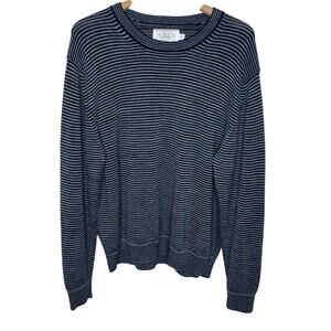 ALEX CRANE Men's Large Campo Merino Wool Crew Neck Striped Sweater